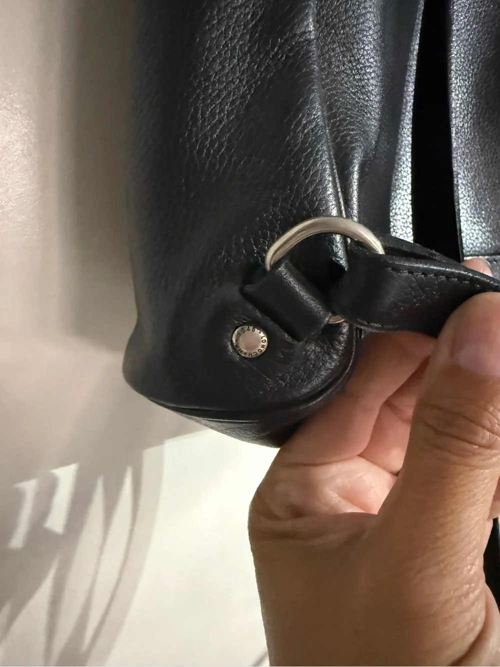 VTG Longchamp Paris Black Leather Backpack